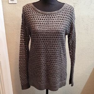 Outback Red Wool Blend Open Knit Layered Sweater